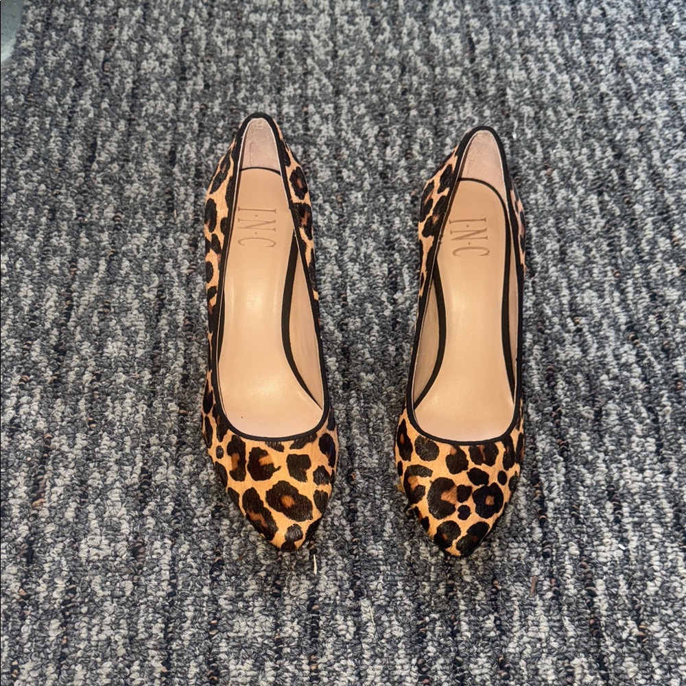 INC International Concepts Leopard-Print Pointed Toe Pumps - Brown/Black